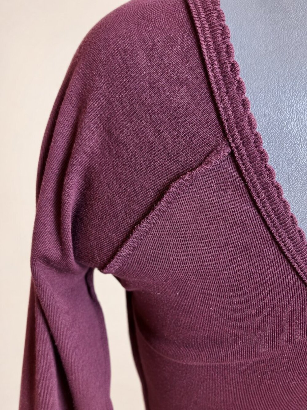 Sonia Rykiel Paris Burgundy Cotton Lace Rhinestone Long Sleeve Top Size L - Picture 6 of 10